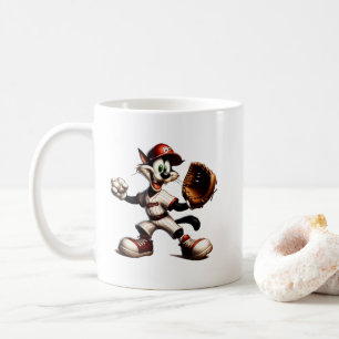Caneca De Café Gatinho De Beisebol Enrola Para Cima