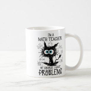 Caneca De Café Gatinho de Gato Negro, sou professor de Matemática