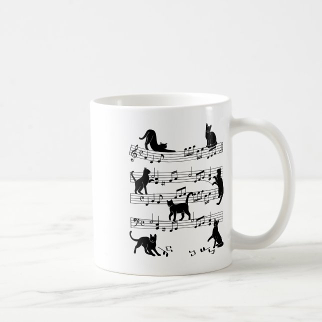 Caneca De Café Gatinho De Gato Reproduzindo Música Limpa Piano Ar (Direita)