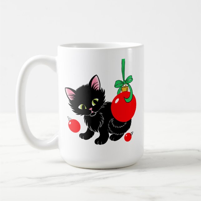 Caneca De Café Gatinho de Natal bonito (Esquerda)