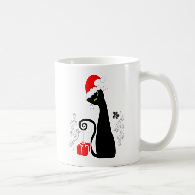 Caneca De Café Gatinho de Natal moderno (Direita)