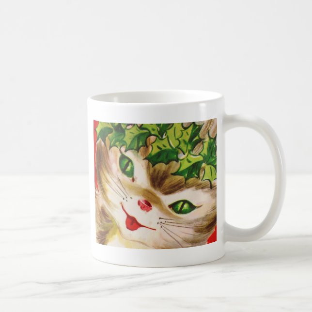 Caneca De Café gatinho de Natal vintage (Direita)