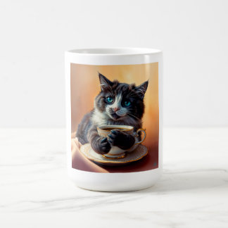 Caneca De Café Gatinho De Olhos Azuis E Gelado
