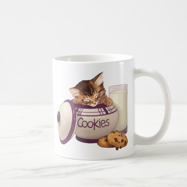 Caneca De Café Gatinho do gato malhado do frasco de biscoito (Direita)