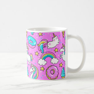 Caneca De Café gatinho e unicórnio engraçados da gliteira rosa