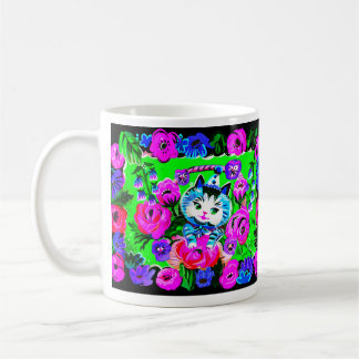 Caneca De Café Gatinho em uma cesta retrátil