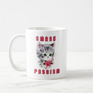Caneca De Café Gatinho Fofo - Esmague o Fascismo