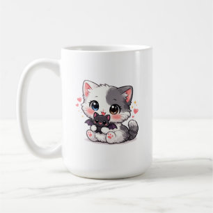 Caneca De Café Gatinho Fofo & Morcego – Gato Assustador Pastel Ka