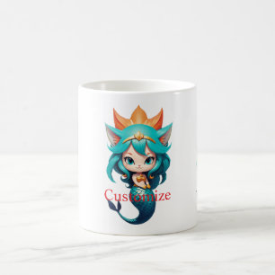 Caneca De Café Gatinho Fofo Sereia Gato Thunder_Cove