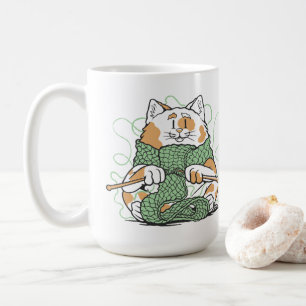 Caneca De Café Gatinho Fofo Tecido de Tricô Artesanato Fio Amante