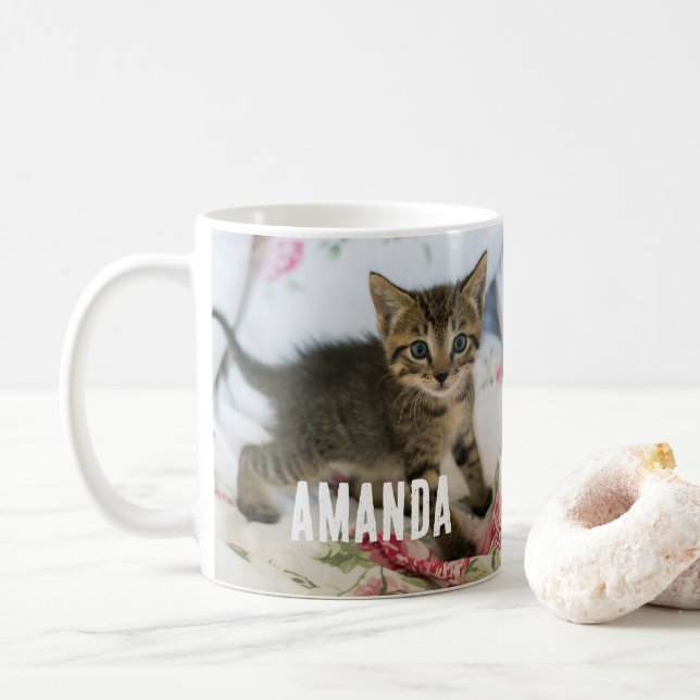 Caneca De Café Gatinho Gatinho Gelado, Surpreso (Com Donut)