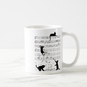 Caneca De Café Gatinho Gato Bonito Reproduzindo Nota Musical Limp