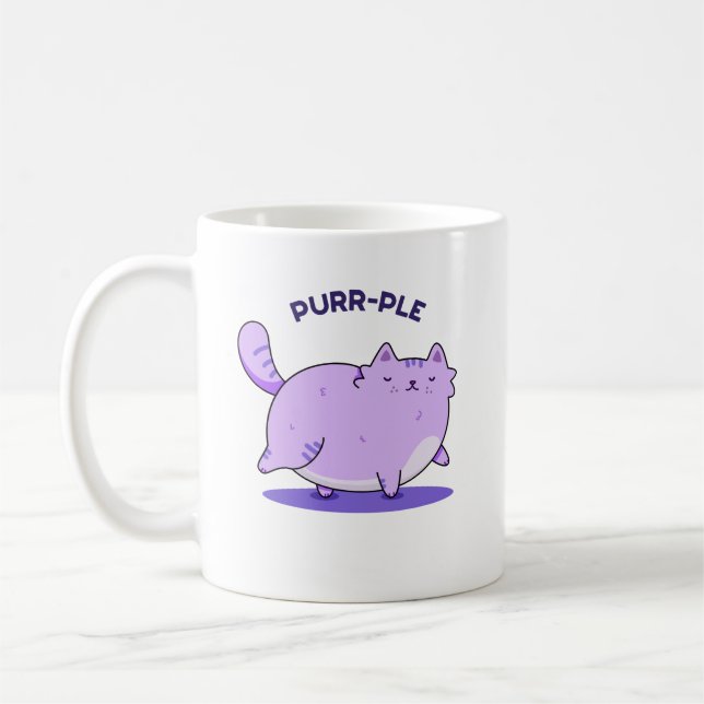 Caneca De Café Gatinho Gato Gato Roxo Engraçado (Esquerda)