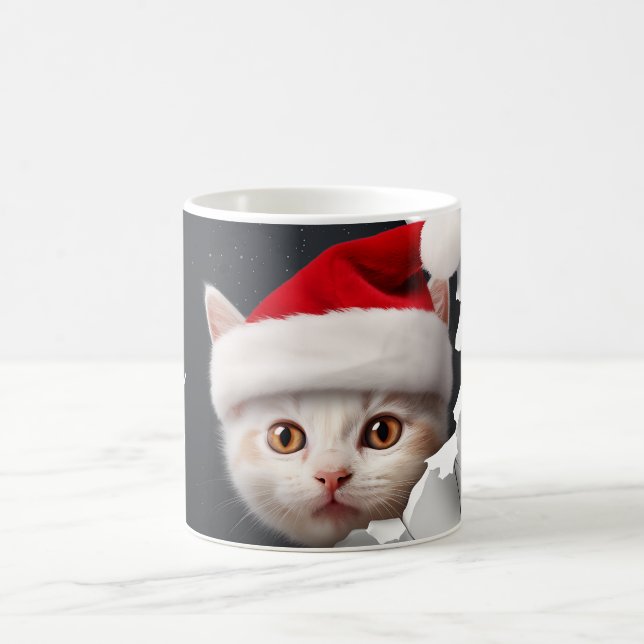 Caneca De Café Gatinho giro 3D com Papai Noel (Centro)