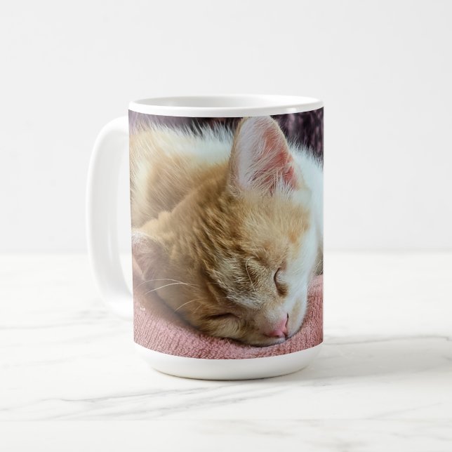 Caneca De Café Gatinho laranja dormindo (Frente Esquerda)