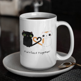 Caneca De Café Gatinho Love Heart Tails