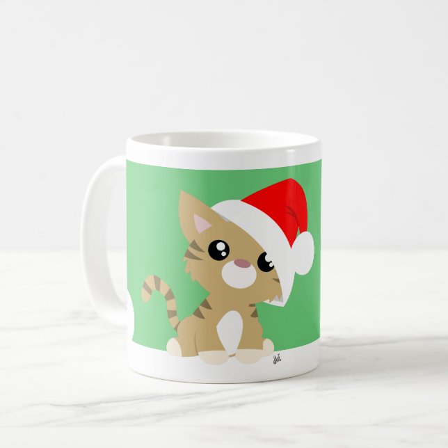 Caneca De Café Gatinho Meowy de Natal (Frente Esquerda)