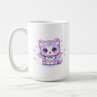 Caneca De Café Gatinho Morcego Pastel Kawaii Gato com Asas Lavand
