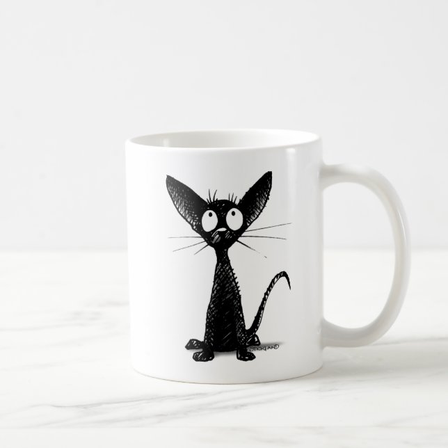 Caneca De Café Gatinho oriental preto bonito - a arte do amante (Direita)