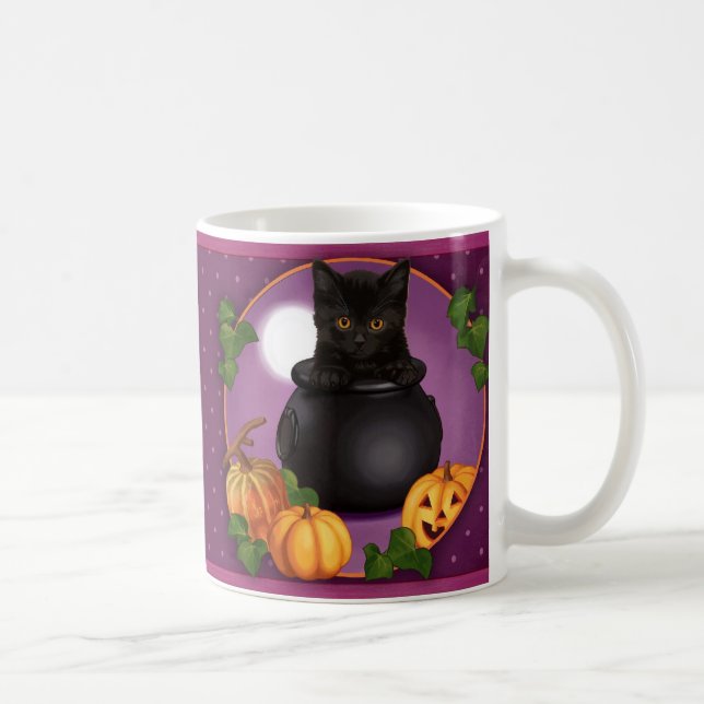 Caneca De Café Gatinho preto do Dia das Bruxas (Direita)