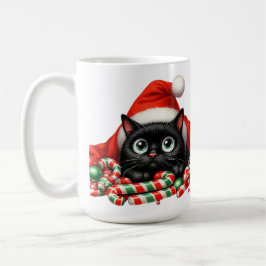CANECA DE CAFÉ GATINHO PRETO FOFO BENGALAS DE AÇÚCAR & CHAPÉU