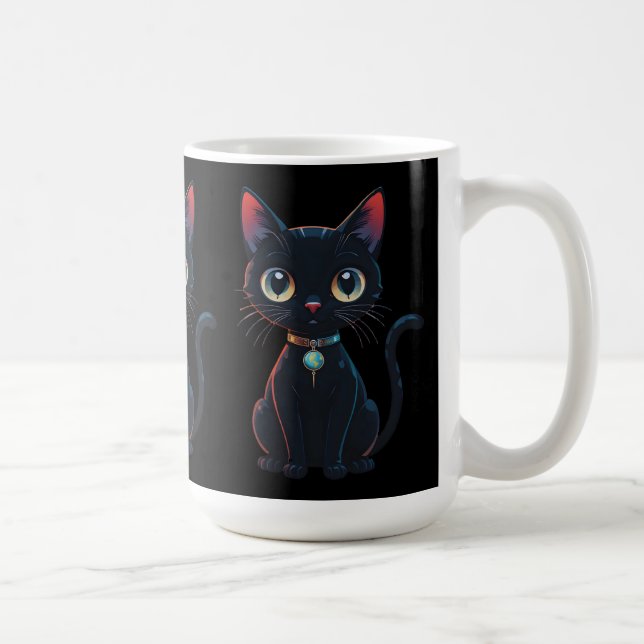 Caneca De Café Gatinho Preto Sinistro (Direita)