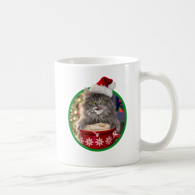Caneca De Café Gatinho quente do cacau do Natal bonito (Direita)