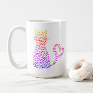 Caneca De Café Gatinho Rainbow Heart Love Coffee Mug
