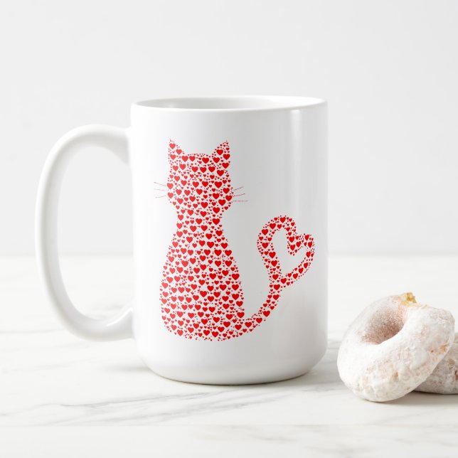 Caneca De Café Gatinho Red Heart Love Coffee Mug (Com Donut)