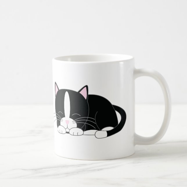 Caneca De Café Gatinho Sonolento {Tuxedo} (Direita)