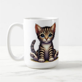 Caneca De Café Gatinho Tabby Adorável Com Olhos Azuis