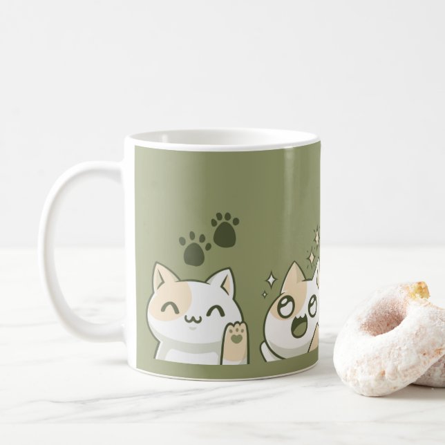 Caneca De Café Gatinho Vibes Mug (Com Donut)