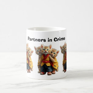 Caneca De Café 🐱 Gatinhos Adoráveis com Roupas Combinando - Gato