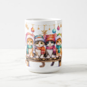 Caneca De Café Gatinhos celebrando o Natal, fofinhos e lindos,