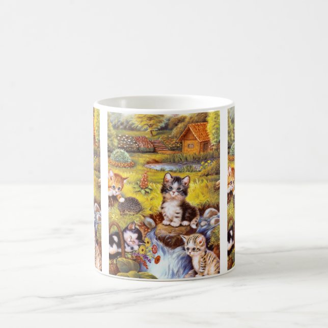 Caneca De Café Gatinhos de arte de jardim (Centro)