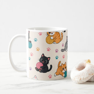 Caneca De Café Gatinhos de desenho animado com fio