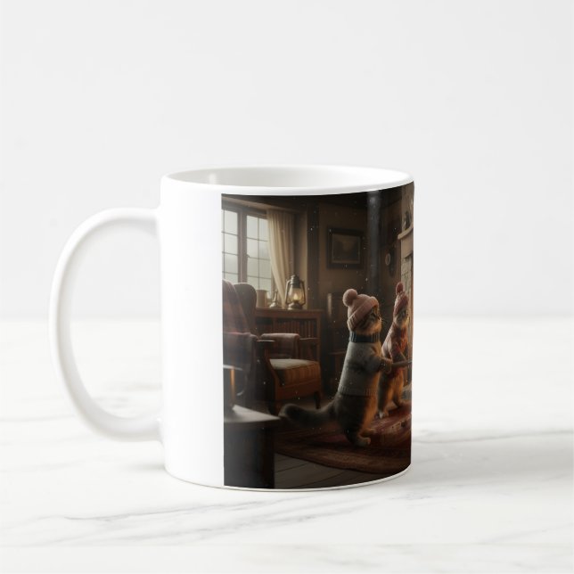 Caneca De Café Gatinhos de Natal Assando Castanhas (Esquerda)