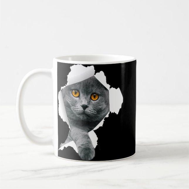 Caneca De Café Gatinhos-dourados escoceses Torn Cloth Kitten (Esquerda)