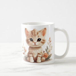 Caneca De Café Gatinhos e Flores de Mata