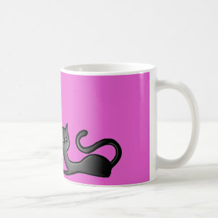 Caneca De Café Gatinhos Pretos Cor-de-Rosa Cartoons