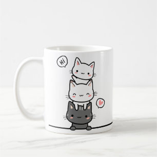 Caneca De Café Gatinhos Triplos Simples E Encantados Encantadores