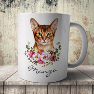 Caneca De Café Gato Abissínio em Aquarela