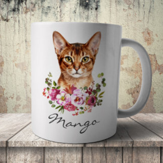 Caneca De Café Gato Abissínio em Aquarela