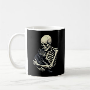 Caneca De Café Gato Abraçando Esqueleto Gato Engraçado Amante de