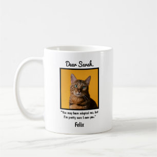 Caneca De Café Gato Adoptado Engraçado Foto Personalizada