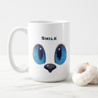 Gato Adorável de Olhos Azuis Rosto Fofo Design Kaw