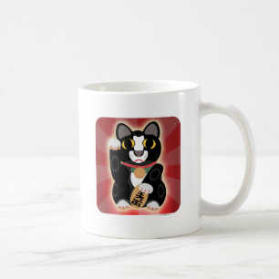 Caneca De Café Gato afortunado do smoking em casa
