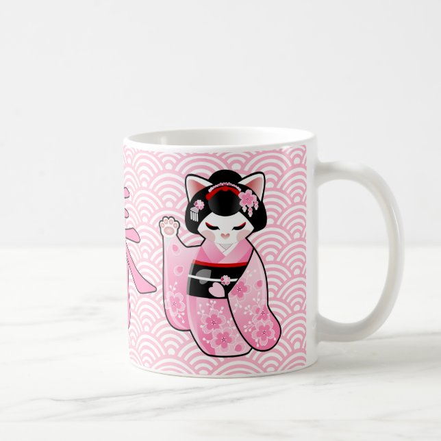 Caneca De Café Gato afortunado japonês Maiko de Kokeshi Maneki (Direita)