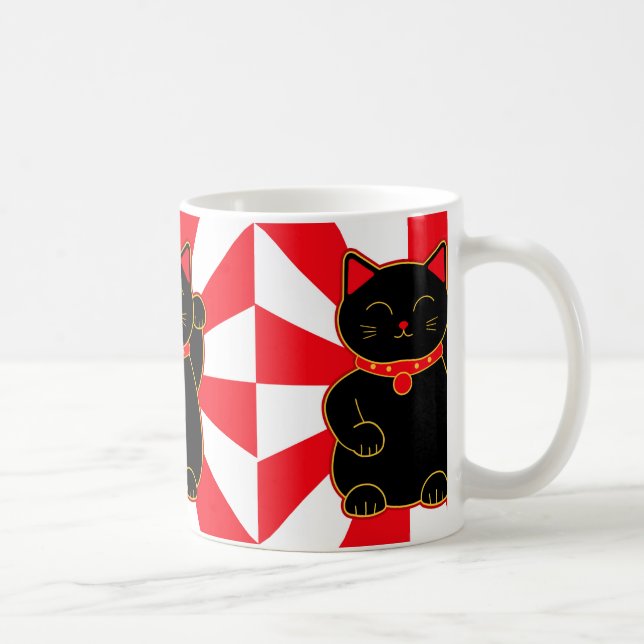 Caneca De Café Gato afortunado preto (Direita)