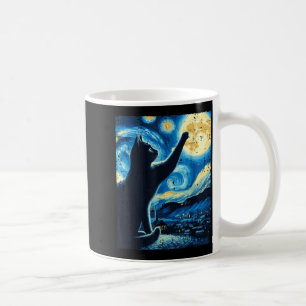 Caneca De Café Gato Alcançando Lua Noite Estrelada Gatinho Divert